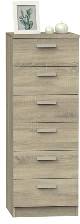 MUEBLES PITARCH | Sinfonier Cómoda 6 Cajones guías metálicas, Cajonera Dormitorios, Roble Cambrian, 110x40x40cm (Alto x Ancho x Fondo) con Tirador, Colección Tibet