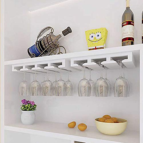 MYAOU Portabicchieri da Vino Bianco Appeso a Parete Decorazione mensola Porta Bicchieri Portabottiglie da Cucina per Bar in casa Portabicchieri in Legno massello (1pc)