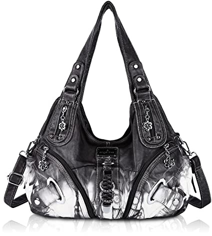 Angel Kiss Damen Schultertasche Hobo Tasche Umhängetaschen Schlusstaschen Henkeltaschen weiches PU Leder mit Reißver Handtasche Viele Fächer tolle tasche für Frauen
