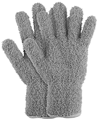Molain 1 Paar Mikrofaser-staubhandschuhe Wiederverwendbare Waschbare Reinigungshandschuhe Für Pflanzen Hausreinigung Autojalousien Lampen Und Kleine Schwer Zu Erreichende Ecken (blau) (Grau)