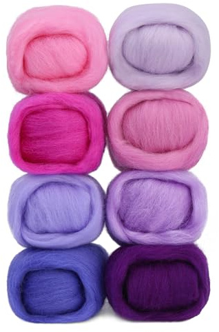 Namner 80 g Filzwolle Trockenfilzen von 8 Farben, Gefrorene Trauben | Nadel Filz Zubehör, Wolle Roving Starter Kit, für Starter DIY Handwerk