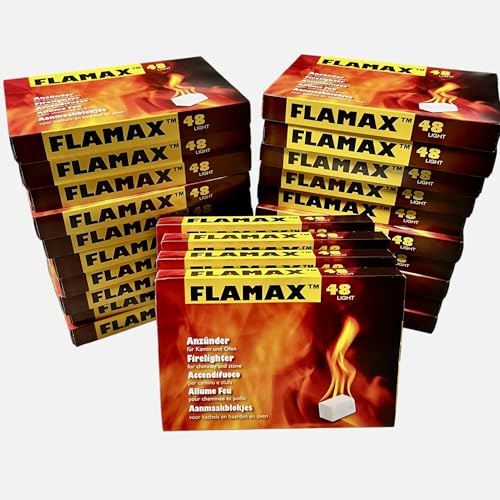 15x 48er Pack Anzündwürfel Kaminanzünder Kohleanzünder Anzünder Würfel Zünder Grillanzünder Ofenanzünder für Kamin, Ofen Kohlenanzünder Anzündwolle Anmachwürfel + 1 Bildmagnet
