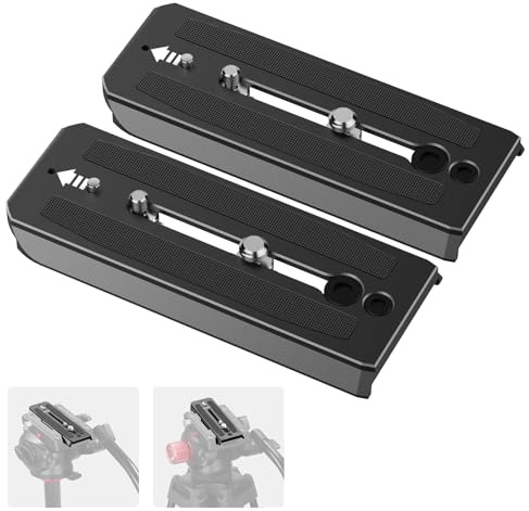 Neewer 2 Pack 501PL Tripod Fluid Head Quick Release Plate, Camera Mounting Plate with 1/4 3/8 Screws, Anti Off Pin for GM001 GM002 GM006 Fluid Heads, QR5