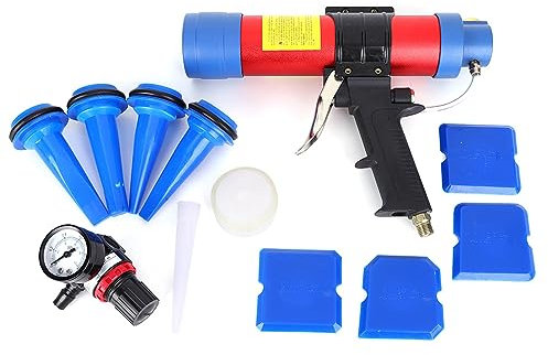 Yuecoom Seam Sealer Gun, 310ml Pneumatic Adjustable Pressure Glass Glue Gun, Caulking Gunwith Adjustment Valve, Caulking Gun Accessories,Pneumatic Pressure Caulking Gun for Art and Crafts DIY Home
