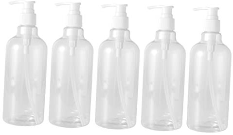 FRCOLOR 5pcs Refillable Plastic Bottles Shampoo Pump Press Bottles for Bathroom Kitchen Lotion Dispenser