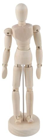 Cyrank Bewegliche Schaufensterpuppe aus Holz, Künstler-Holzpuppenfigur, Gegliederte Schaufensterpuppe, Kunstfigur, Beweglich, Mit Sockel Für Heimdekoration, 20,3 cm