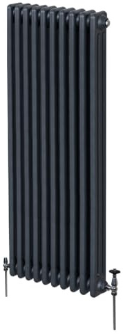 Radiatore Termosifone a 3 Colonne 1800mm x 472mm Moderno Centralizzato Grigio antracite in Acciaio Inox Verticale a Parete Cucina Soggiorno Bagno Kit di Fissaggio e Spazzola Inclusi