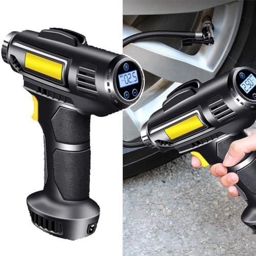 Kabelloser Reifenfüller, Auto-Luftkompressor, Reifenfüller, tragbar, elektrisch, USB-Reifenfüller, Pumpe mit Beleuchtungssystem für Auto, Motorrad, Fahrrad, Reifenpumpe (Digitalanzeige)