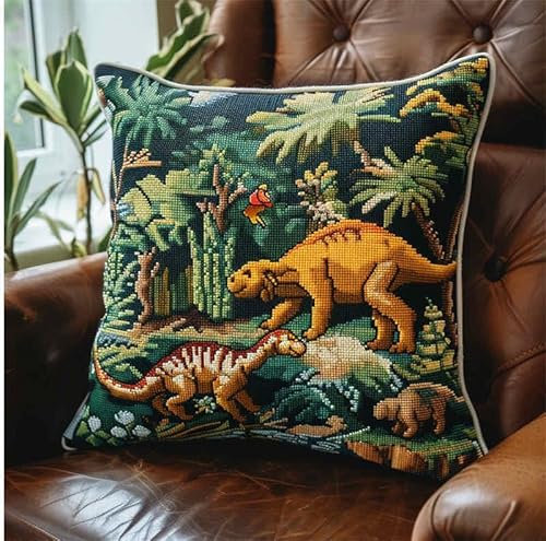 kitphoenix Latch Hook Kissen Kit, Tier Knüpfkissen Set Für Anfänger Erwachsene Oder Kinder Zum Selber Knüpfen,Tier Elefant Tiger Löwediy Knüpfteppich Knüpfpackung, Knüpfhaken Set 43 X 43 Cm