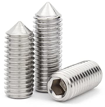 Cortnn 10/15/20/50 Stück M2 M2,5 M3 M4 M5 M6 M8 Kegelspitze Madenschrauben Bolzen 304 Edelstahl Kopf Innensechskant Sechskantschraube(2mm,M2(50pcs))