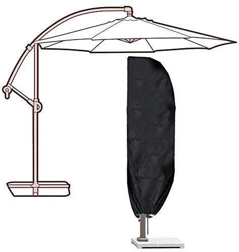 Patio Umbrella Cover Outdoor UV Resistant Windproof Protection for Garden Patio 210D Oxford Silver Coated Black 280 x 30 x 81 x 46 cm 1 Pack