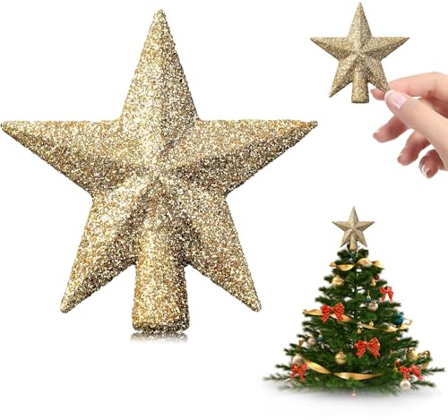Weihnachtsbaum Stern, Weihnachtsbaumspitze Klein, Christbaumspitze Stern, Baumspitze Weihnachten, 6 cm Mini Baumspitze Stern, Mini Deko Weihnachten für Weihnachtsbaum