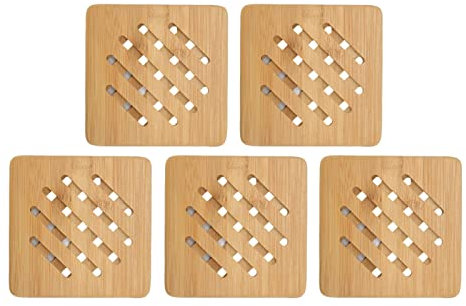 Bambus-Untersetzer, hitzebeständige Topflappen für die Küche, Untersetzer, Ständer, Matten-Set, Untersetzer für die Küche, für heiße Gerichte, Topf, Schüssel, Teekanne, heiße (Quadrate 15CM)