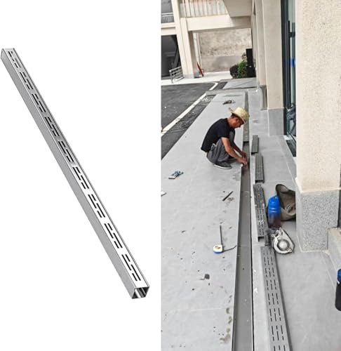 AFLEPCBRQ Drain Gutter with Grille French Drain Gutter 3.5 x 3, 4 x 4, 5 x 3, 5 x 5, 6 x 4, 7 x 5, 8 x 4, 10 x 5, 15 x 5 cm, 304 Stainless Steel Trench Drain System for Patio, Gutter