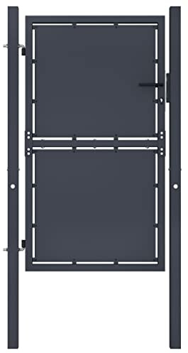 Gartentor Stabmattenzaun Gartentür Doppelflügeltor Doppeltor Hoftor Flügeltor Einfahrtstor Gartentpforte mit Pfosten und Befestigungsmaterial, 100x175 cm Anthrazit