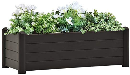Xichuzi Garten-Hochbeet PP Anthrazit 100x43x35 cm, Palettenrahmen, Hochteich, Gemüsebeet, Kräuterregal Balkon, Blumenbeet, Kräuterspirale, Tomatenbeet, Pflanzhochbeet - 313977