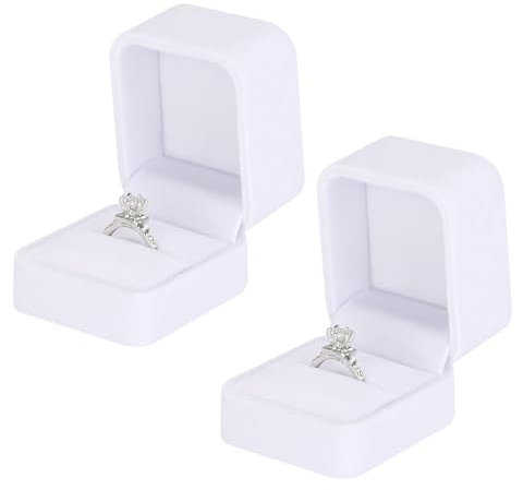 Boîte à Bagues en Velours Carré 2 Pièces Écrin pour Fiançailles et Rangement de Bijoux Mariage
