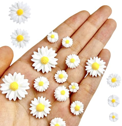 50 Stück Gänseblümchen Deko,Gänseblümchen Künstlich Blumen für DIY Basteln,Party Dekoration,Blumen aus Filz,Stoffblumen,Streudeko Frühling,Gänseblümchen Tortendeko,Bastelarbeiten und Tischdekorationen