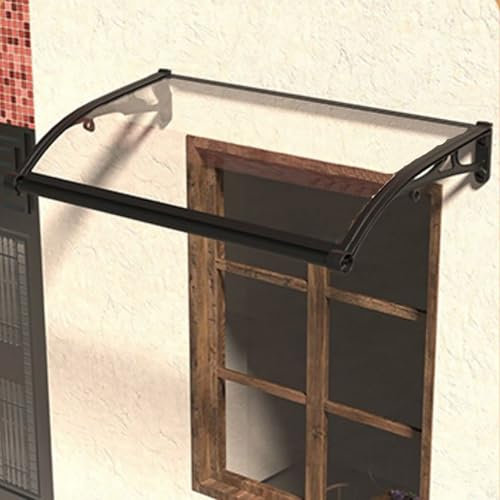 Marquise De Porte D’Entrée Moderne, Auvent Porte D'Entree Avec Gouttière, Panneau Solide Extérieur En Polycarbonate Avec Support En Aluminium, Pour Garage, Balcon, Fenêtre(W80xL100cm/31.5x39.4in)