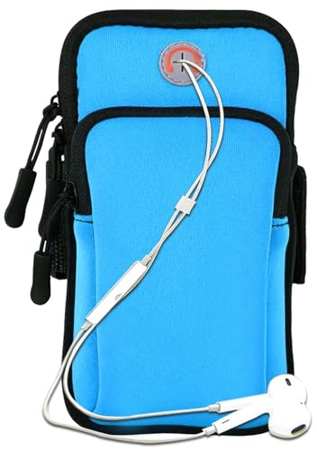 Bauchtasche Herren Armtasche, wasserdichte Neopren Arm Handgelenk Tasche Laufgürtel Handy Armband Handytasche für Handy Bis zu 6,0 Armband-Armtasche, Sporttasche, Outdoor-Sport (Blau)