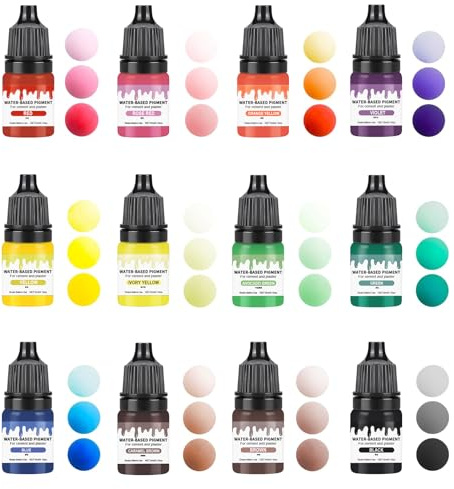 Caelura Farbpigmente für Gießpulver, 12 Farben, 5ML, Farbe für Gips & Beton | 12 hochkonzentrierte Flüssigfarben, leicht mischbar, für Bastelbeton, Modellbau, Dekoformen und DIY Produktion