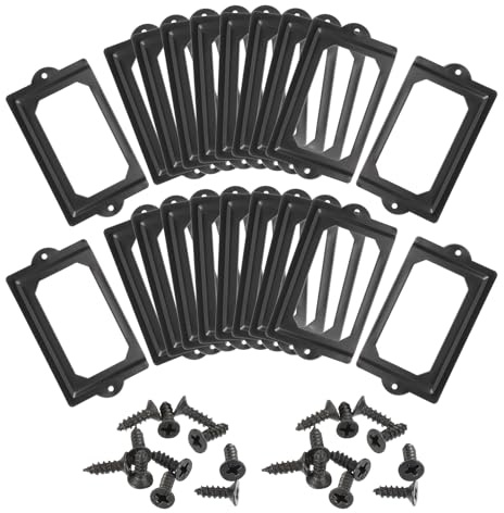 sourcing map Etikettenhalter aus Metall, 124 x 70 mm, 20 Stück, für Ordner, Namensschilder, Etikettenhalter, Rahmen für Büro, Bibliothek, Schublade, Schrank, Regale, Schwarz