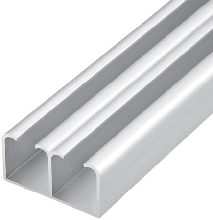 Unikicool Rail Porte Coulissante Double,Kit de Rail Double pour Porte coulissante Placard,Kit Porte Coulissante Rail Double,Rail pour Porte coulissante Placard,pour Armoire,Support de Porte.