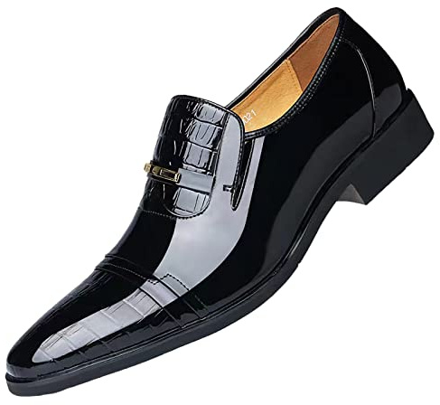 Mocassino Uomo Elegante Nere Lucide, Scarpe Classiche Uomo Oxford Cerimonia, Mocassini da Lavoro da Beige Oxford Brogue Cuoio, Scarpe Vela Marroni Senza Lacci