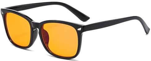 Long Keeper Night Driving Glasses Retro Orange Lens Sunglasses for Women Men Square Anti Glare Night Vision Glasses UV400 for Cyling Fishing