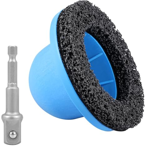 Radnabenschleifer Innen-Ø 90mm Außen-Ø 150mm, mit 1/2 Zoll Antrieb | Radnabenreiniger für Felgenwechsel und Rostentfernung, mit 1/4 Zoll Adapter für Bohrmaschine und Akkuschrauber