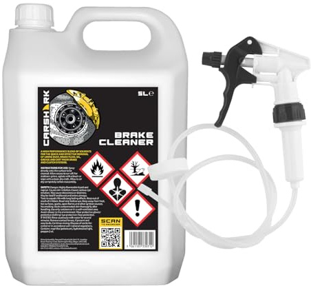 CARSHARK Brake Cleaner, 5 Litres with Long Hose Trigger, High Performance Solvent, Brake and Clutch System Cleaner