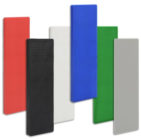 42 distanziatori in plastica, 6 spessori, 100 x 28 mm, 4 x 1,1 pollici, piastre in plastica, per porte, finestre e lavori di piastrelle