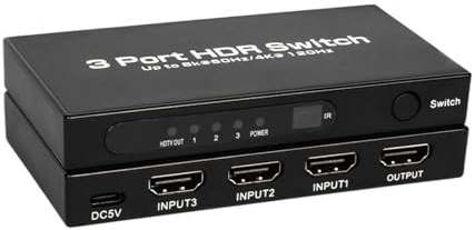 Switch HDMI 8K A 5 Porte, Selettore 2.1 In Out, Convertitore Video 3x1 Con Telecomando 4K A 120 Hz HDR HDCP2.3 For PS5/4 PC TV(8K 3 in 1 out)