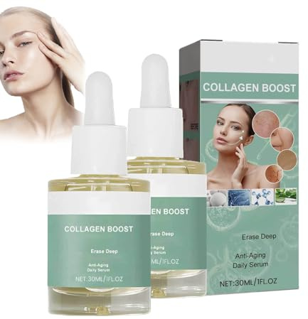 Luxeveria Collagen Anti-Aging Serum Med C-Vitamin Rynklindring Essensolja - HudstäRkande Ansiktsolja, åTerfuktande Ansiktsessens FöR Alla Hudtyper, LäTt, Uppstramande Och Djup åTerfuktning (2 PCS)
