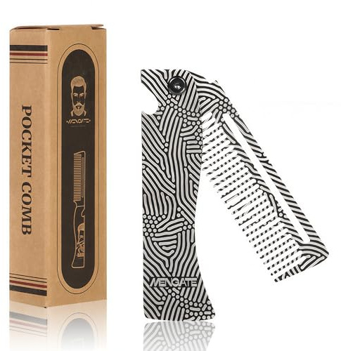 Metal Hair & Beard & Mustache Comb, Multifunctional Folding EDC Pocket Beard Comb With Bottle Opener - Anti-Static for Travel and Everyday Grooming Styling