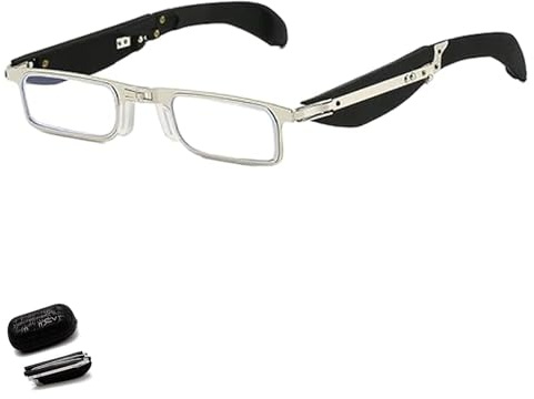 LONGTO Faltbare Lesebrille mit Blaulichtfilter und Etui, faltbare Lesebrille mit Blaulichtfilter, blendfreie Computer-Lesebrilles für Senioren