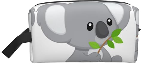 Bolsa de almacenamiento con estampado de atardecer tropical, bolsa de aseo de viaje duradera, bolsa organizadora portátil de maquillaje y cosméticos con cremallera, Koala de hoja verde, Talla única