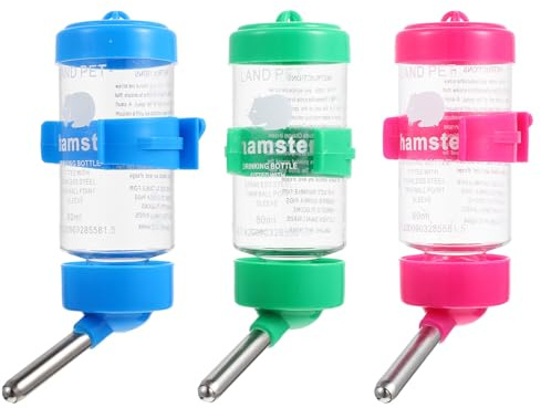 UKCOCO 3pcs Hanging Hamster Water Bottles Leak-proof Easy to Use Pp Material 80 Ml Capacity Small Pets Water Dispensers for Household Pet Supplies Random Color