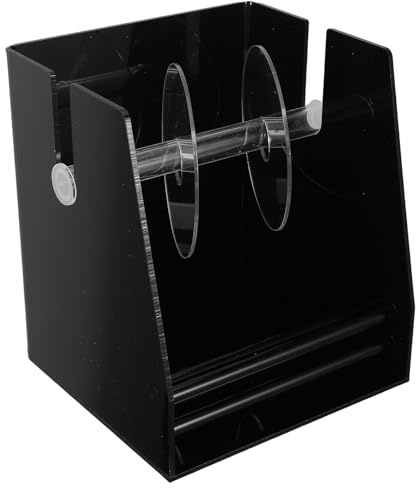 WEKAMOS Dispenser Porta Etichette Adesive in Acrilico Nero a 3 Slot, Organizer Pezzi Etichette per Cucina e Ufficio, Supporto Compatto per Distribuzione Manuale di Adesivi