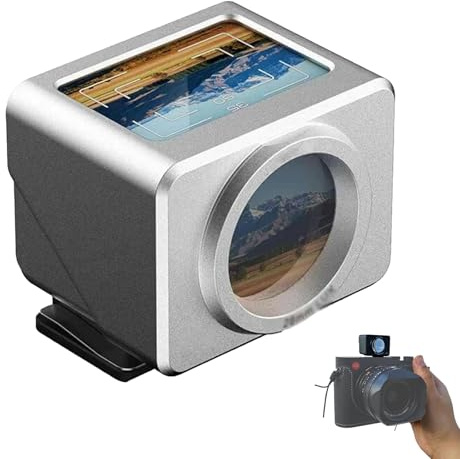 External Optical Waist Level Viewfinder, Camera Optical Viewfinder with Foldable Anti-Glare Hood, Adjustable Hot/Cold Shoe Mount, Aluminum Alloy Body, Universal Compatibility(Silver)