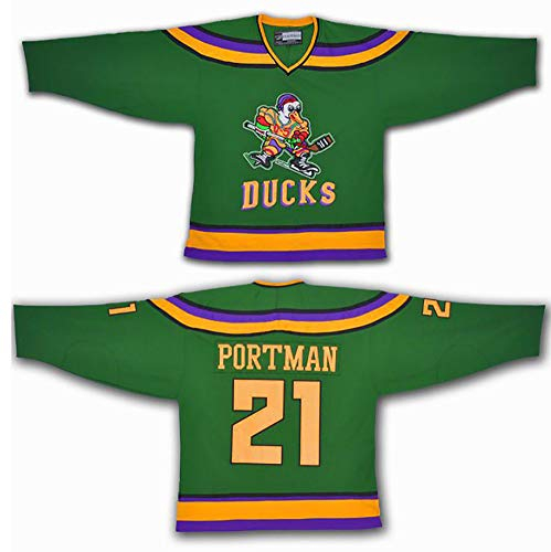 Yajun Dean Portman #21 Mighty Ducks Film Hockey Maillot Jerseys sur Glace NHL pour Homme Vêtements Sweatshirts Respirant T-Shirt,3XL