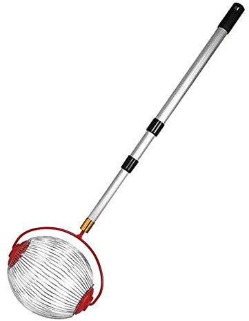 KEAIDO Nut Gatherer Collector, Fruit Picker Walnut Chestnut Harvester, Garden Manual Tool Acorn Cone Ball Basket with Adjustable Lightweight Telescopic Handle Rod for Yard Lawn Garden (Large-13'')
