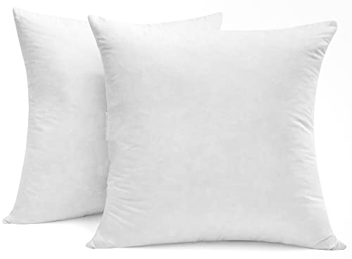 SNUG&COZY Luxury Goose Down Feather Pillow Inserts - 20x20IN, Double Layered Down-Proof Design, Ultra-Soft Cover, High Fill Weight, Pack of 2, White