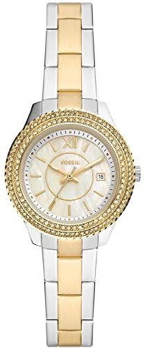Fossil Stella Watch für Damen, Quarz-Dreizeiger-Datumswerk mit Edelstahlarmband