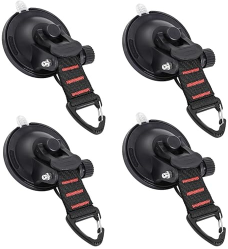 NEUSOP Saugnapf Haken Camping Saugnapf mit Haken 4 Stück Saugnapfaufsatz mit D-Ring Auto Saugnäpfe Saughaken Extra Stark Saugnapf Befestigung Set für Camping, Auto, Markisen, Wäscheleinen und Planen