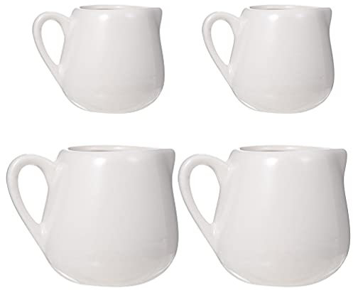 DOITOOL Terrarien Milchkännchen 4Pcs Small Creamer Pitcher mit Griff Porzellanmilch Sauce - Servierkrug für Saucen Salat Milch Mikrowelle Gefrierschrank Safe 100M+ 50 Tamper
