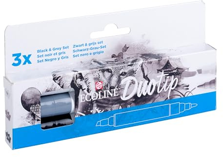 Ecoline Duotip Black & Gray set med 3 duo-markörer
