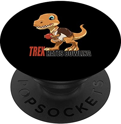 Bowling Dino Strikes Again - Funny Bowling T-Rex PopSockets Swappable PopGrip
