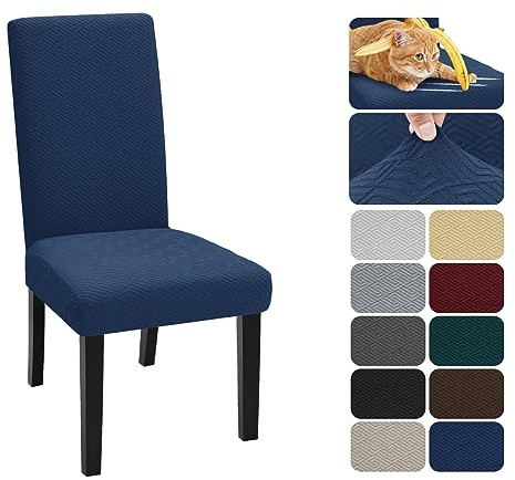 XINEAGE Stuhlhussen 4er Set, Stretch Stuhlhussen für Esszimmerstühle, Universale Stuhlhussen Waschbar Abnehmba für Hotel, Zeremonie, Bankett, Restaurant, Zuhause (Dunkelblau)