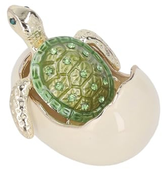 Tiiyee Hatching Turtle Trinket Box, Turtle in Hatching Egg Jewelry Box Hand Painted Animal Figurine Collectible Easter Gifts Mother's Day Gifts Vintage Bejeweled Storage Keepsake Home Decor